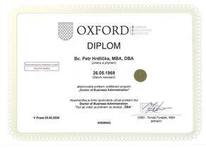 DBA OXFORD BUSINESS EDUCATION INSTITUTE - Bc. Petr Hrdlička, MBA, DBA